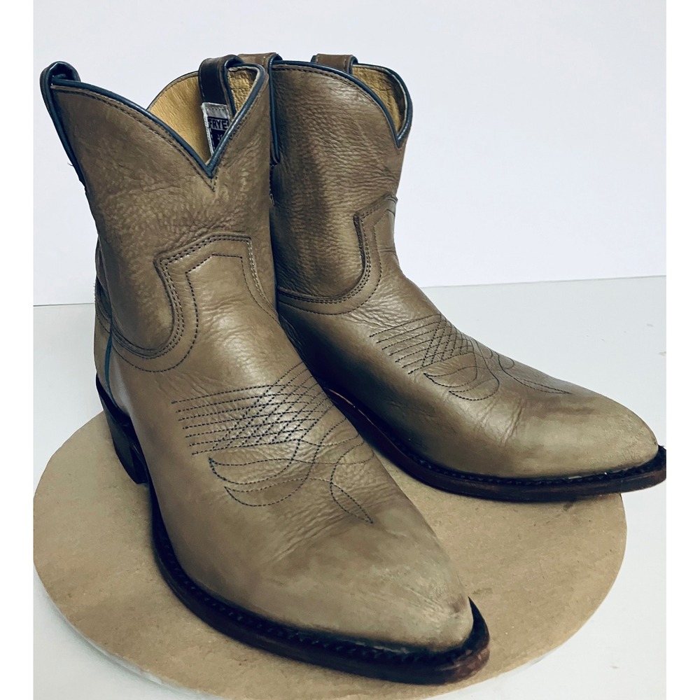 Frye Western Ankle Boots Womens 9 Grey Excellent Leather Pointed Toe F973